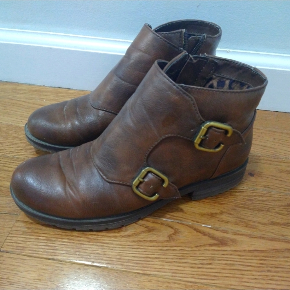 Naturalizer N5 Comfort Breena Brown Double Monk Strap Ankle Boots